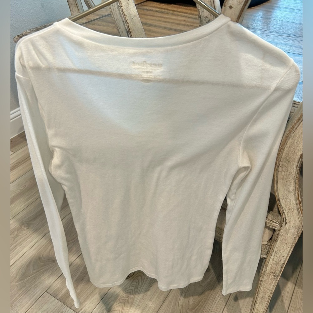 Perfect white ribbed long sleeved fitted tee size Medium - Picture 2 of 2